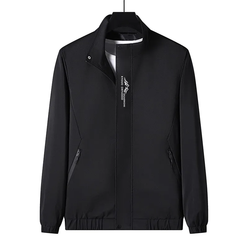 

Men's Casual Loose Thin Stand Collar Jaet Spring Autumn Faionable Streetwear Polyester Fiber Zipper Closure Long Sve