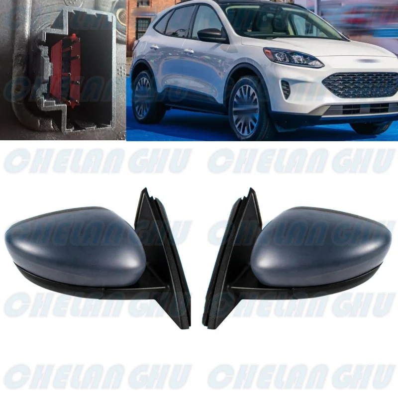 For Ford ESCAPE 2020 2021 2022 2023 US Version 1 Pair 7 Pins Primed Mirror Assembly With Heated Power Adjust Blind Spot