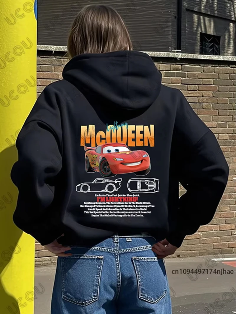 

MINISO Autumn Winter Lightning McQueen Print Hoodies For Women Fashion Long Sleeve Cotton Pullover Casual Streetwear Couples Top