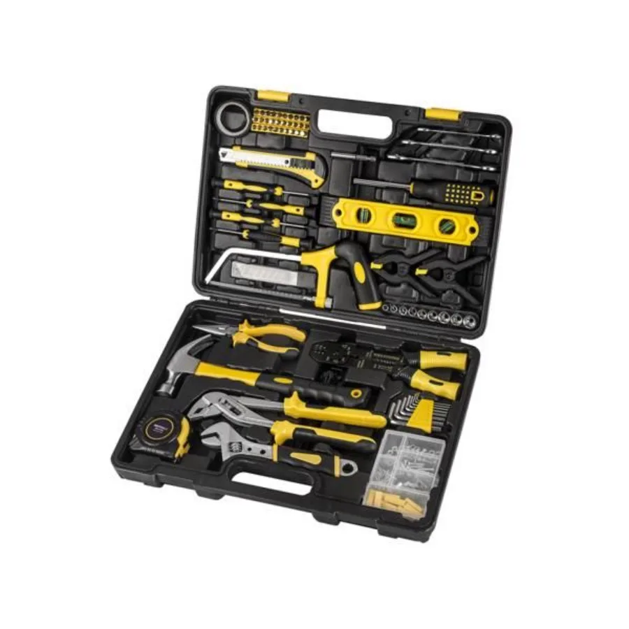

218 Piece Tool Set General Household Hand Tool Kit with Plastic Toolbox Storage Case Yellow