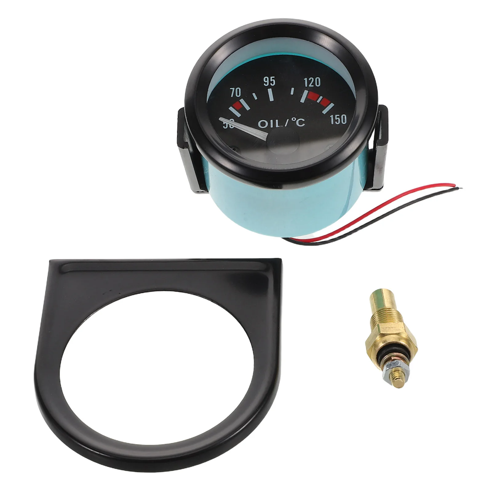 مقياس درجة حرارة زيت السيارات 50 إلى 150 درجة 12 فولت شاشة تناظرية معدنية سوداء لمراقبة درجة حرارة السيارة مقياس درجة حرارة الزيت #1