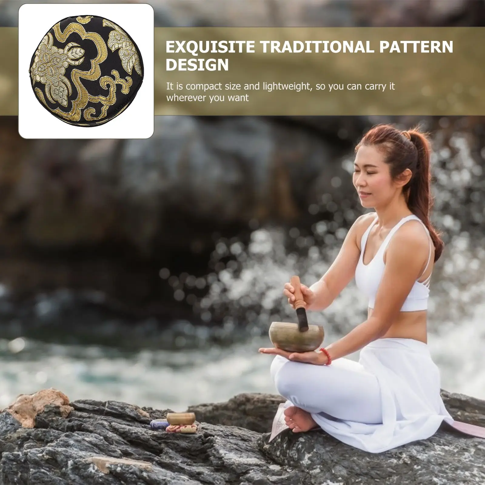 وسادة سمكة خشبية مدمجة من القطن متينة مصنوعة يدويًا وسادة وعاء الموسيقى بنمط تقليدي إكسسوارات ديكور منزلي بوذا