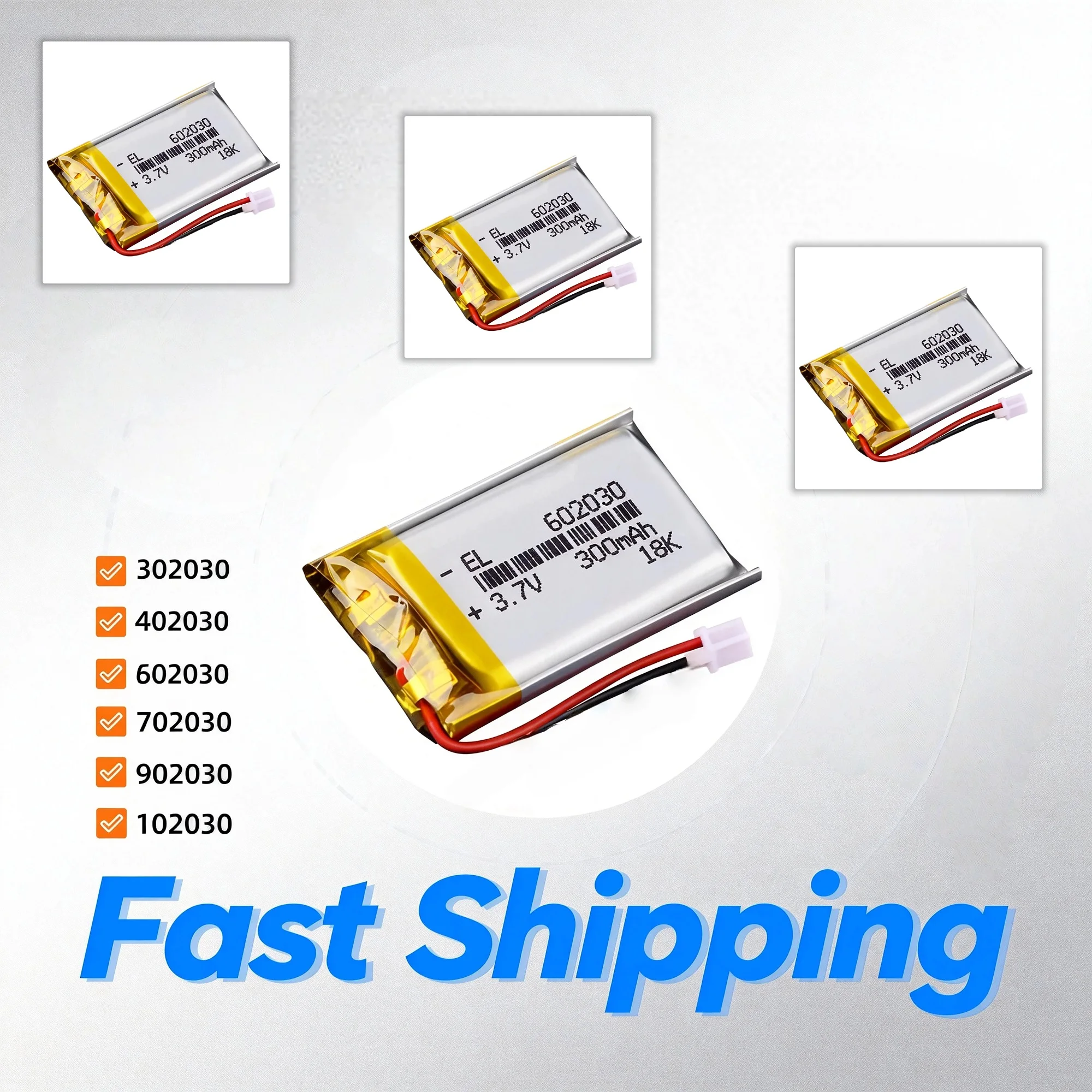 

5Pcs/Lot JST 2.0 2P 3.7V 500mAh Li-Polymer Battery 902030 402030 302030 502030 602030 702030 802030 102030