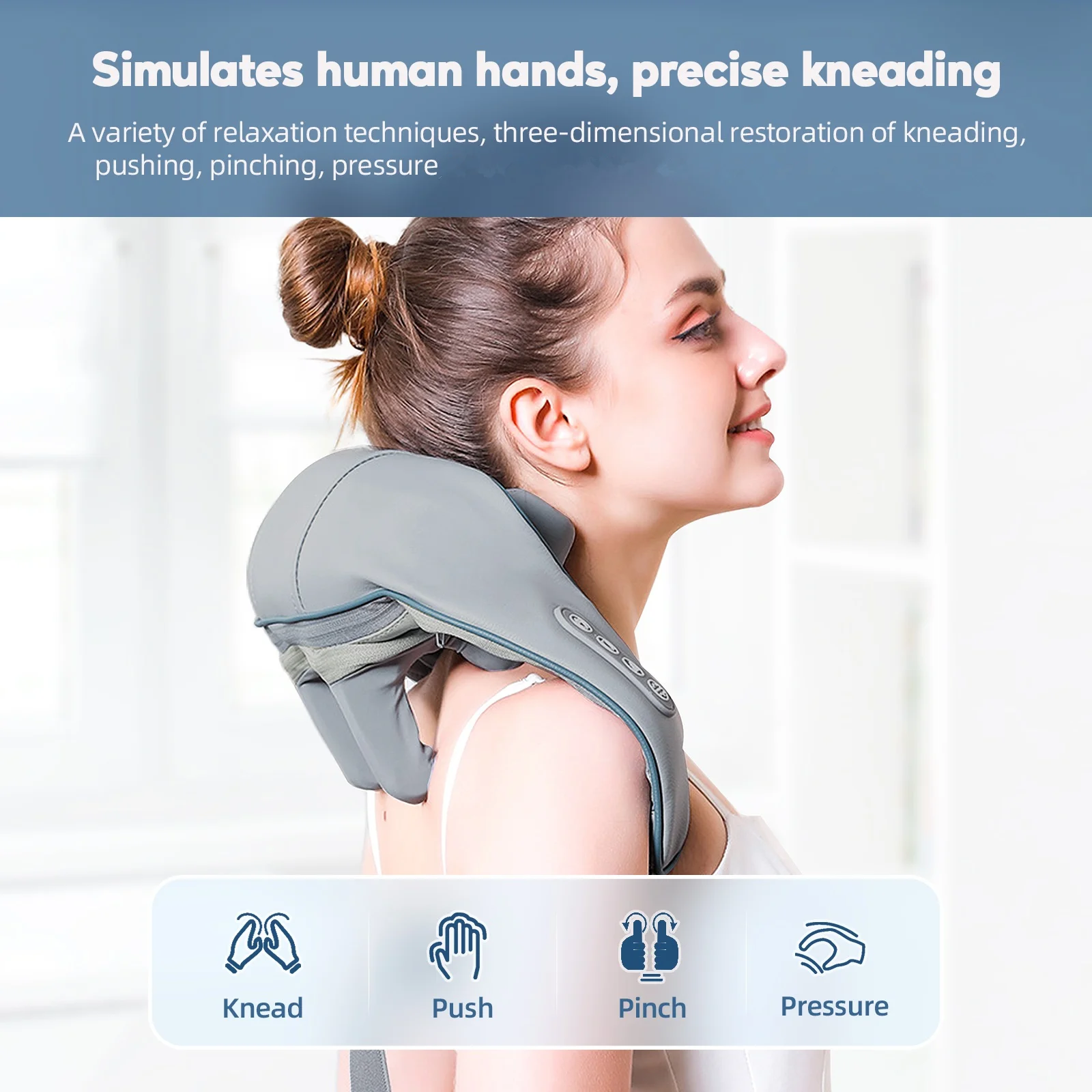 

New 2026 Wireless Neck and Back Massager Cordless Shoulder Kneading Shawl for Trapezius Muscle Relief Home Office Travel