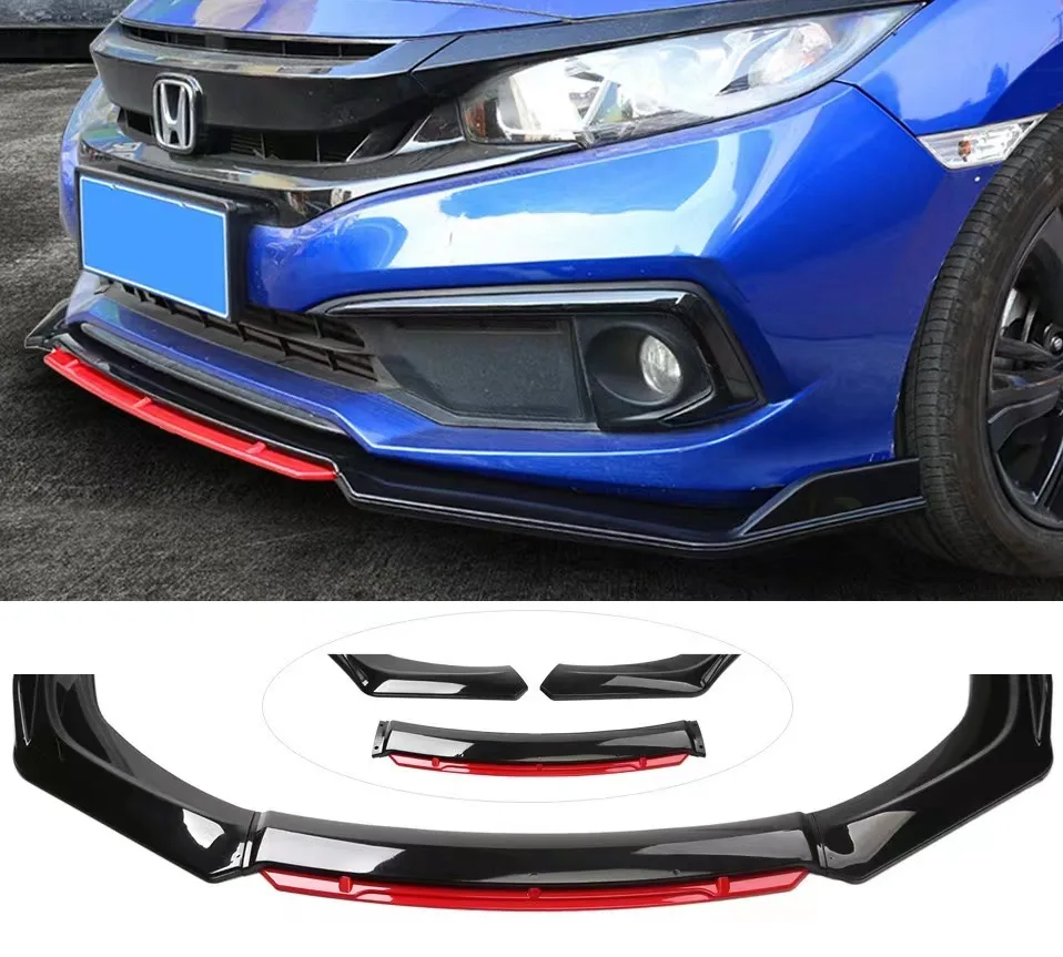 

Universal Car Front Bumper Lip Body Kit Spoiler Carbon Fiber ABS Decorative Strip Bumper Canard Lip Splitter 3-section Accessori