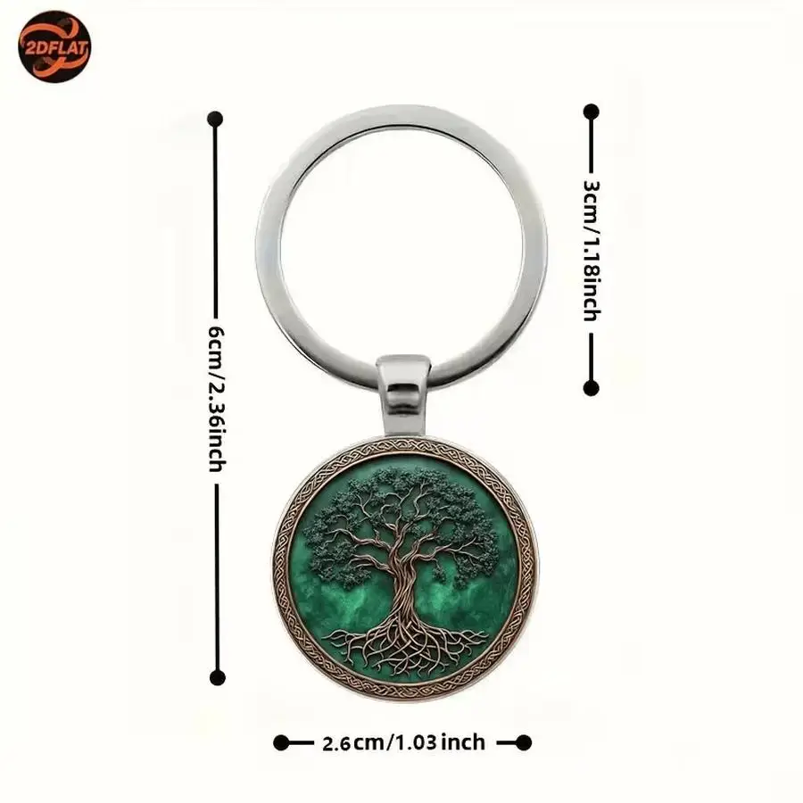 1/5/10/20/50/100pcs 2D Flat Keychain - Elegant 2D Tree of Life Keychain | Beautiful Green Tree Design, Perfect for Collectors, C