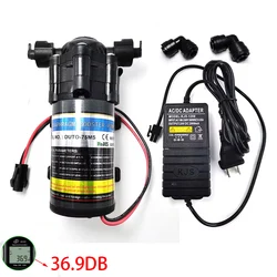 24V DC 75 Gallon Water Booster Silent Pump Increase Reverse Osmosis System Pressure Self Priming Pump and Power Adapter