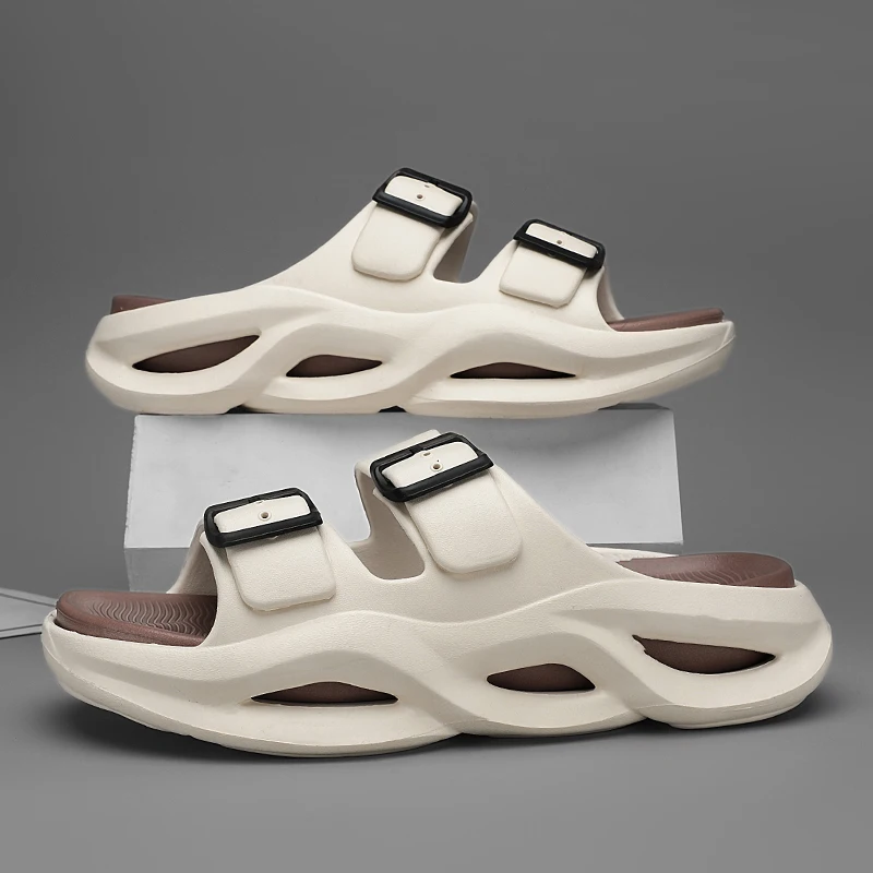 شباشب صيفية للرجال، صنادل داخلية وخارجية جديدة، أحذية كاجوال للشاطئ، شباشب رجالية بنعل خفيف الوزن وناعم، مضادة للانزلاق