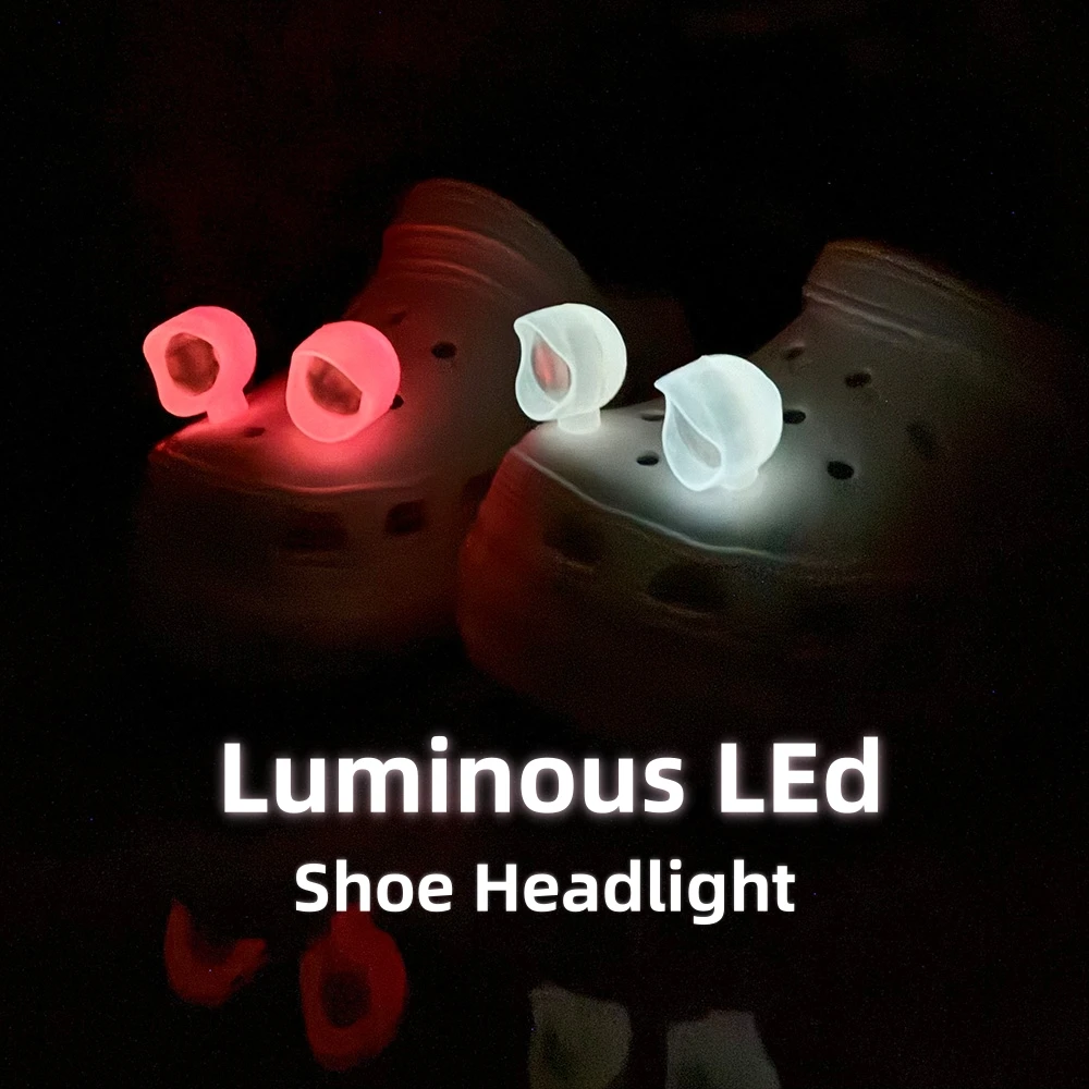 2pcs Fluorescent LED Shoe Lights Charms Outdoor Night Safety Gear Cave Camping, Night Rides & Hiking - Unisex Shoe Accessories
