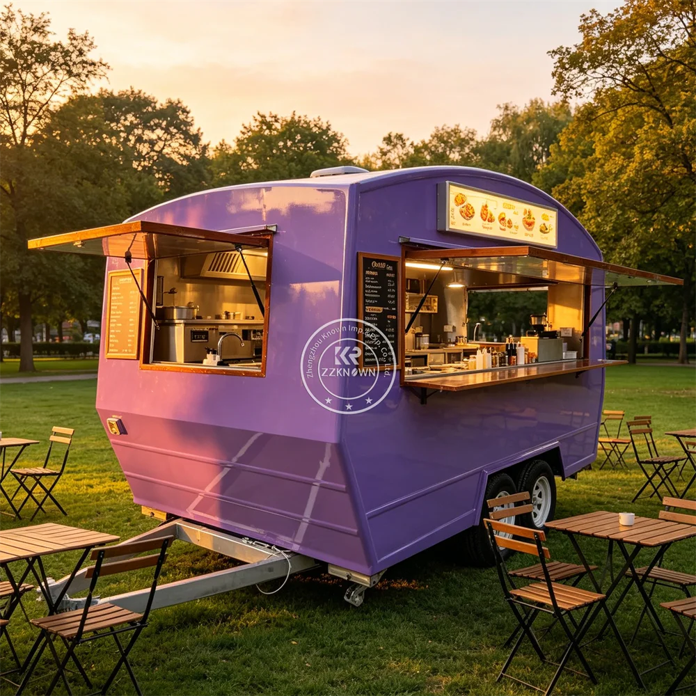 

Outdoor Custom Street Mobile Fast Food Truck Tea Coffee Bar Snack Pizza Cart Trailer BBQ Catering Truck For Sale