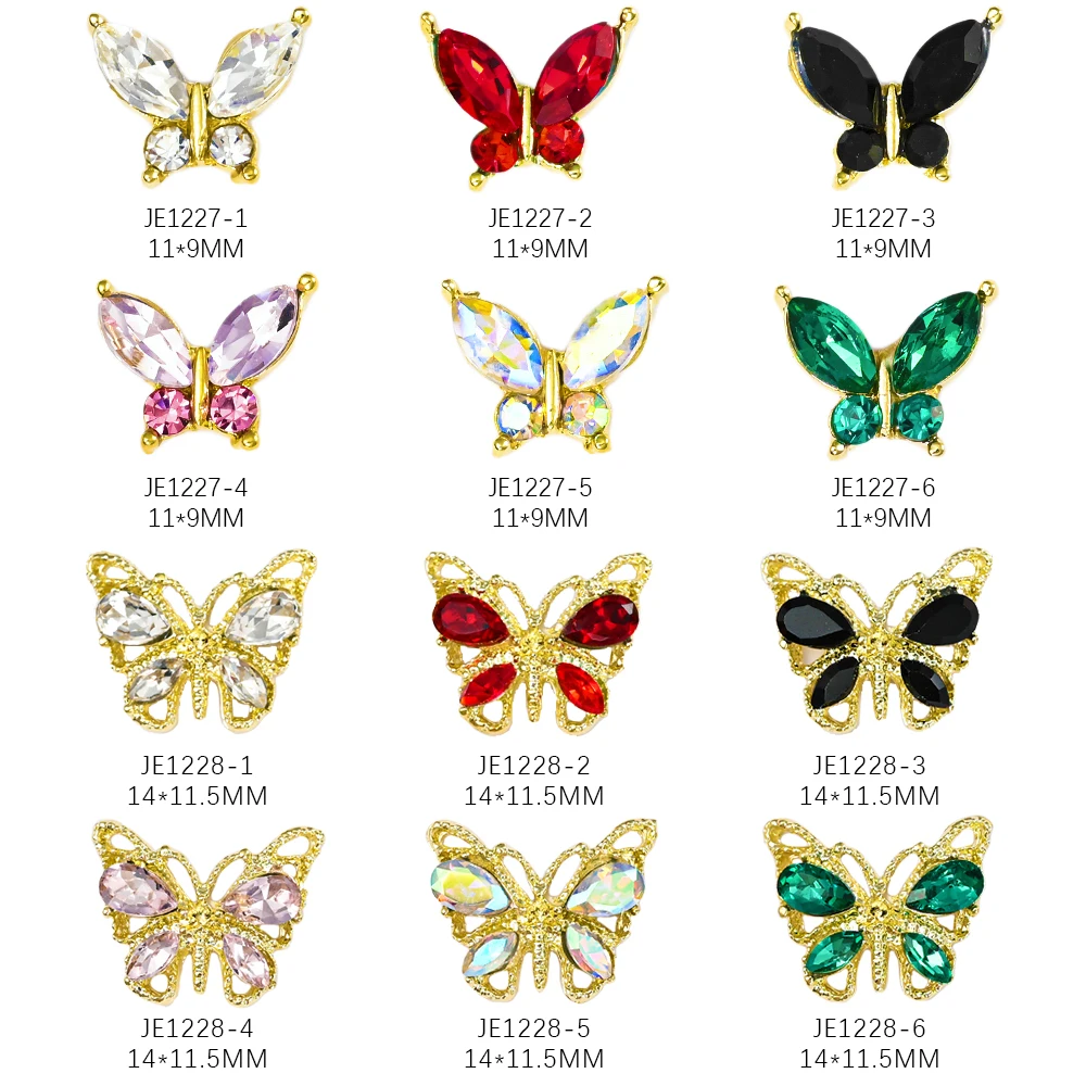

10Pcs Alloy Butterfly Zircon Nail Art Rhinestone 3D Gold Silver Shiny Diamond Nail Gems Butterfly Crystal Charms Manicure Supply