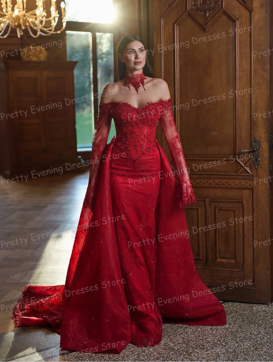 

Luxury Shiny Evening Dresses Woman's Mermaid Off Shoulder Sequine Party Prom Gowns Fashion Customized Formal Vestidos De Novia