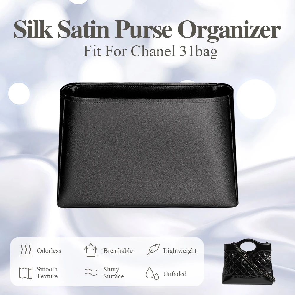 

Silk Satin Purse Organizer Insert Fit for Chanel 31bag Handbag Inside Bag Organizer Insert Slim Storage Inner Liner Bag Insert