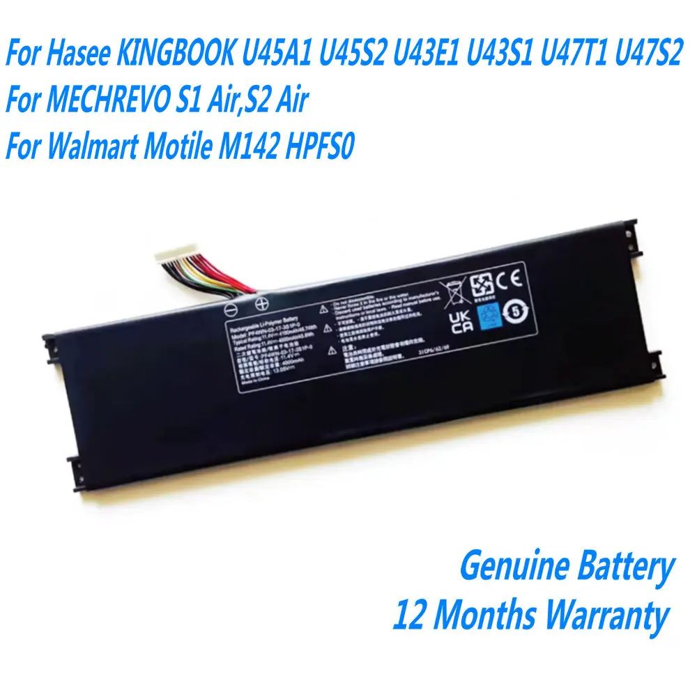 Imagem -01 - Bateria Original do Portátil para Hasee Kingbook U45a1 U45s2 U43e1 U43s1 U47t1 U47s2 Mechrevo s1 Airs2 Air Walmart Motile M142 bateria original do portatil para hasee kingbook u45a1 u45s2 u43e1 u43s1 u47t1 u47s2 mechrevo s1 airs2 air walmart motile m142 01