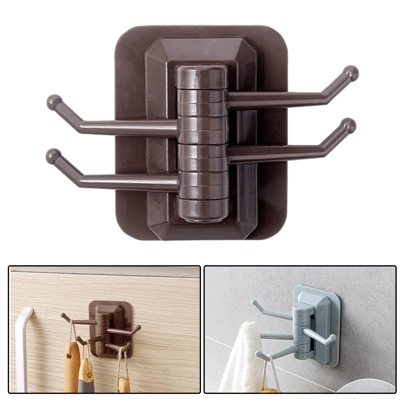 

Easy Installation Rotary Hook Heavy Load Towel Holder Self Adhesive Wall Mount for Cookware Kitchen Storage