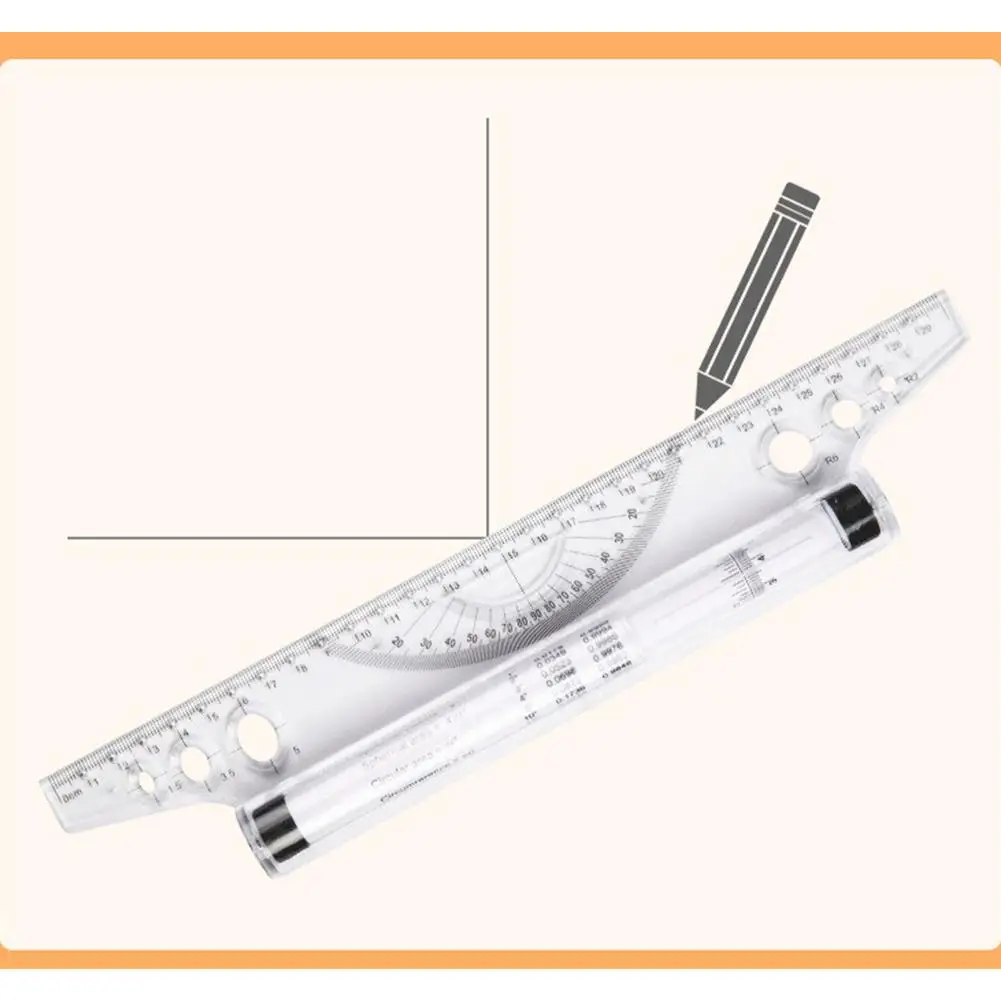 30cm Rolling Pusher Angle Parallel Ruler Multi-funcional Estudante Desenho Roller Ruler Arquiteto Exame Angle Balance Ruler