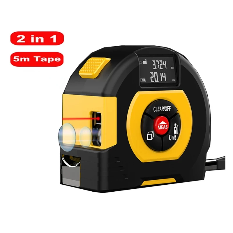 Laser Tape Measures 40/60M Laser Rangefinder Distance Meter 2 in 1 LCD Display Laser Range Finder Building Device Measuring Tool