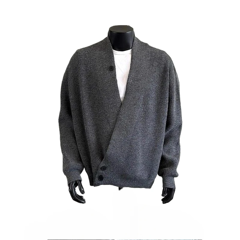 Luxury Design Autumn Winter Jackets Knit Cardigan Trend Men Clothes Irregular Coats Long Sleeves Tops Streetwear Business Jacket