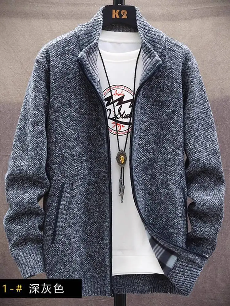 

Men's Jacket Cardigan Spring Autumn New Stand Collar Jacket Casual Cardigan Sweater Fashion Knit Outerwear