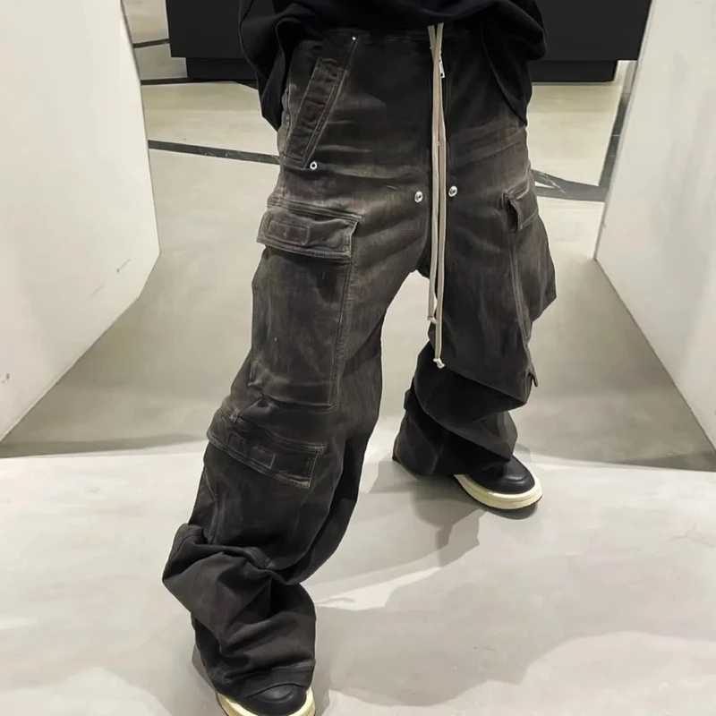 

Y2k High Street Casual Pants Loose Jeans Mens Designer Clothes Zipper Fly Baggy Jeans Men Trouser