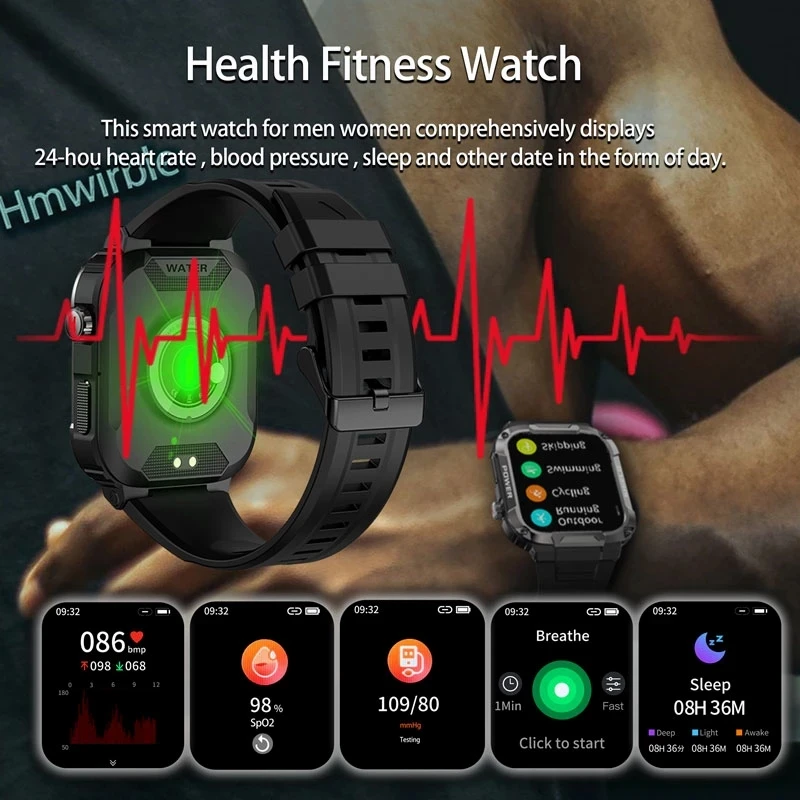 Nowy Bluetooth Call Smart Watch Men IP68 5ATM wodoodporny Outdoor nadajnik sportowy Fitness Monitor zdrowia Smartwatch dla androida IOS