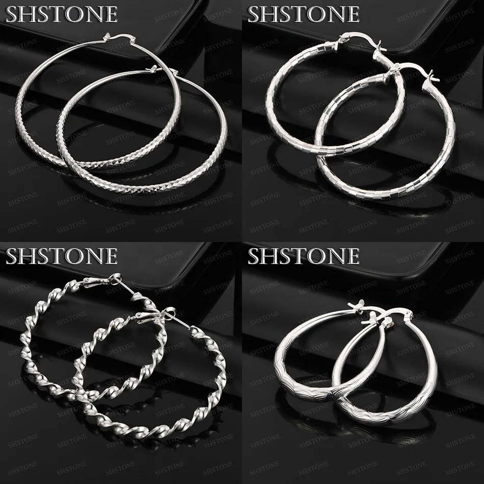

70mm 925 Sterling Silver Large Circular Hoop Earrings Lady Fashion Elegant Jewelry Birthday Party Holiday Gift Accessories