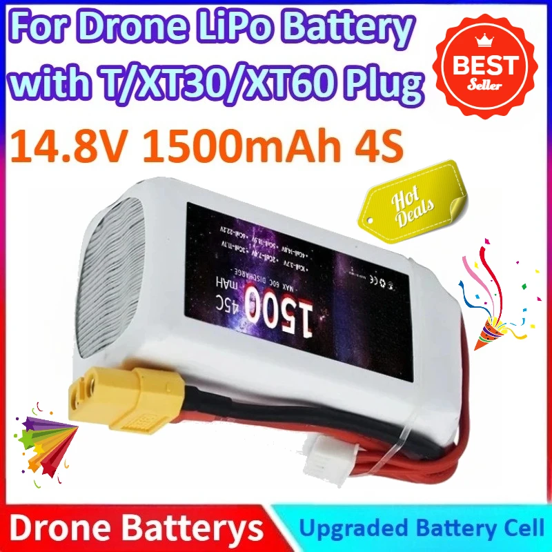 

New 1500mAh 14.8V 4S Modle RC LiPo General-purpose Battery for Car RC Drone Racing Spare Parts with T/XT30/XT60 Plug