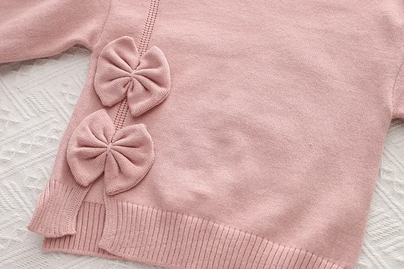 Children\'s Clothing Sets Bow Pullover Long Sleeve Top + Hip Skirt Winter Baby Girl Clothes Knit Sweater Toddler Cardigan Korean