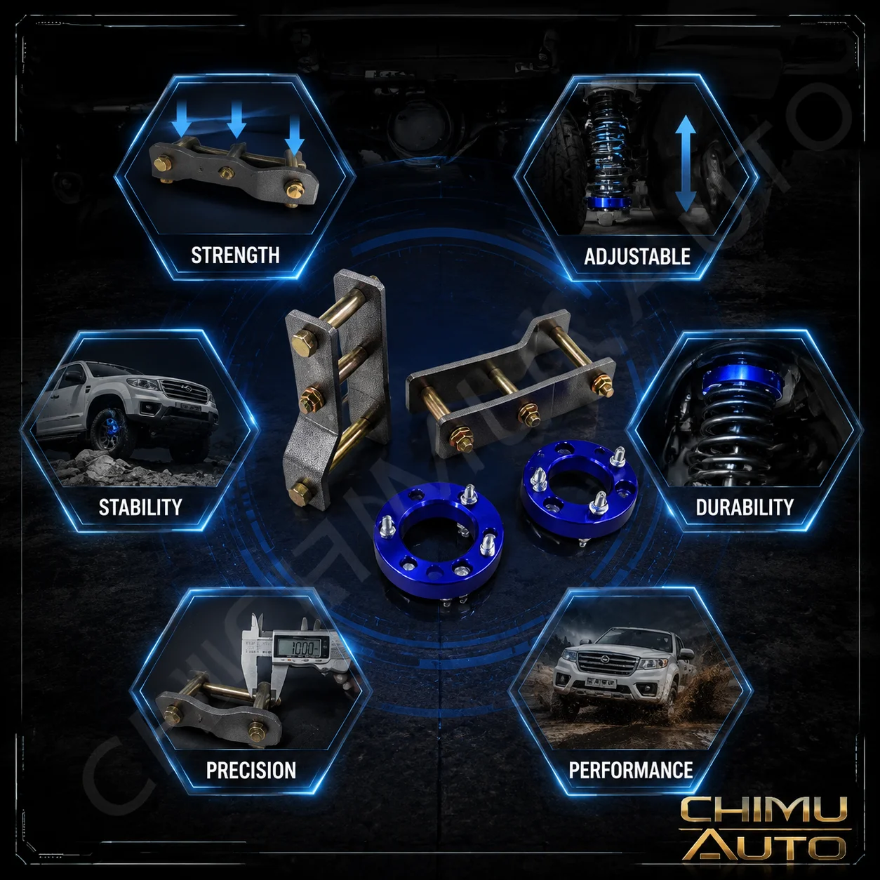 【CHIMU AUTO】For Ford Ranger T6 T7 T8 Pickup 2 Inch Suspension Lift Kit For Front Strut Spacers & For Rear Extended Shackles