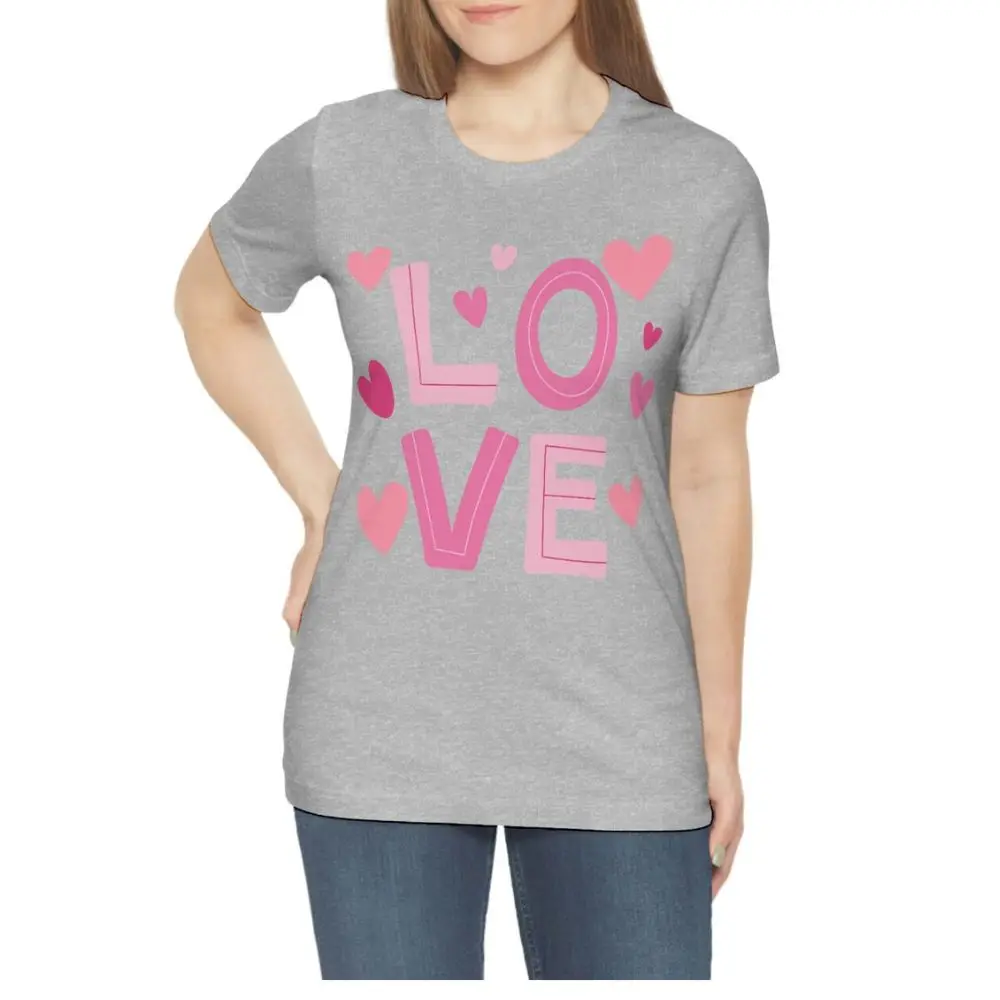 Simple Valentine Shirts Love Valentines Day Shirt Cute T shirts for Women Preppy T shirt for Women 2024 New Casual Tee Top