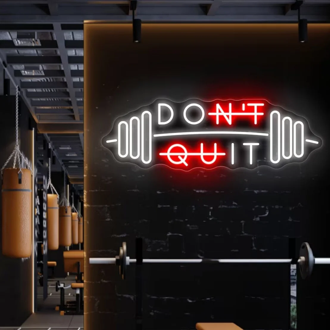 Don't Quit Neon, Custom Home Gym Decor LED Neonlicht Gym Schlafzimmer Dekoration USB-Stecker Fitness Dekoration Kreatives Geschäftsschild