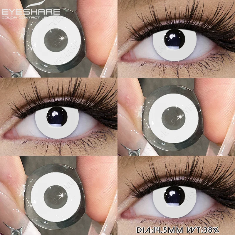 EYESHARE 1 Paar Halloween-Cosplay-Kontaktlinsen, rote Anime-Linsen, weiße Kontaktlinsen, schwarze Linsen, verrückte Augenlinsen, für die jährliche Anwendung – Detail 28