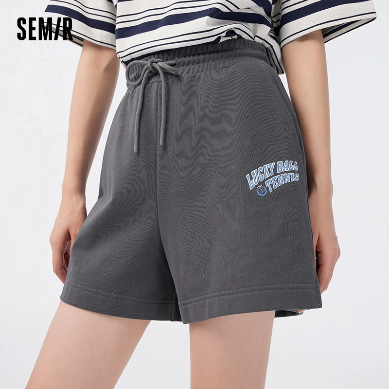 Semir Casual Trousers Female Open Letter Print Loose Personality Summer Small Girls Tide Shorts Sports College Style