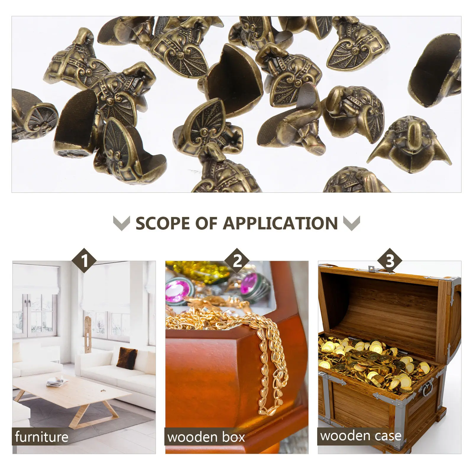 20Pcs High Hardness Plastic Decorative Furniture Legs for Wooden Crates Jewelry Cases Retro Corner Protectors Elegant Box Base