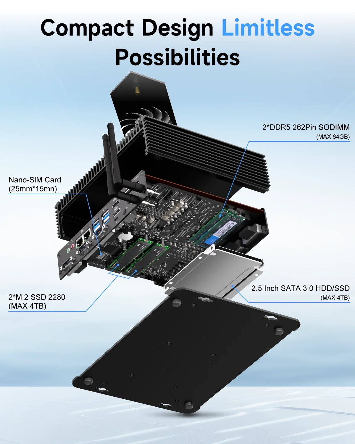 HYSTOU 2025 nuovo 12th 1235U Industrial Gen senza ventola Intel Mini PC ampia tensione DC 9V Micro computer desktop Core i5 NUC 4K
