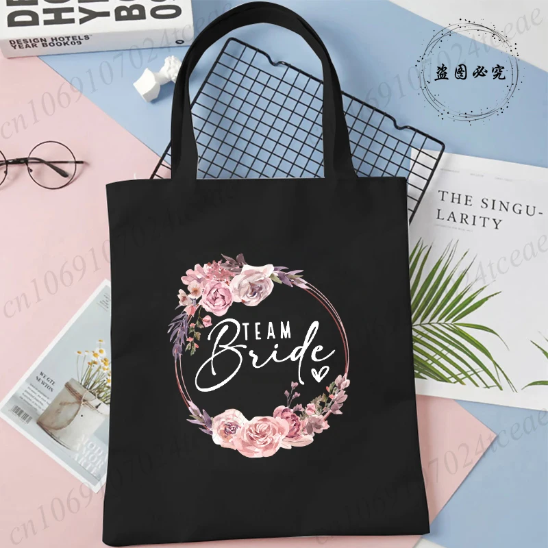 حقيبة يد للنساء أزياء حفل زفاف الرسم قماش حمل حقيبة تسوق حقيبة كتف سيدة حقائب الزفاف العازبة #2