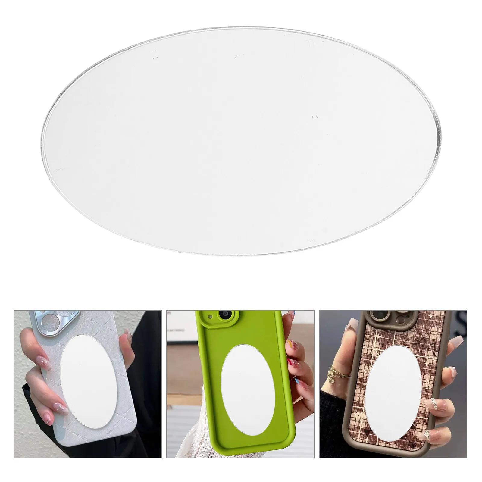 

5Pcs DIY Mirror Phone Case Stickers Oval Plastic Mirror Sheets Clear Scratch Resistant Small Mirrors for Craft Projects