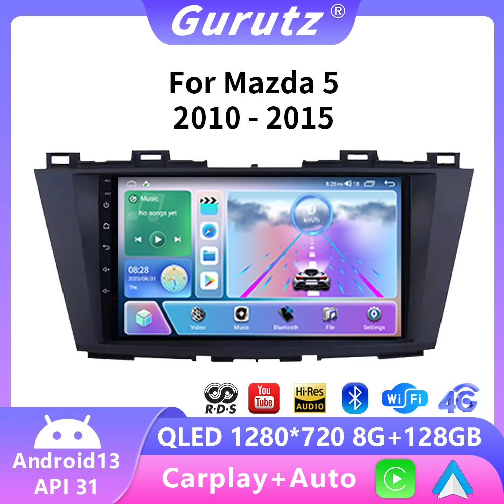 

8+128G Android13 Carplay Auto Car Radio For Mazda 5 2010 2011 2012 2013 2014 2015 Multimedia Video Player WIFI BT 4G DSP RDS DVD
