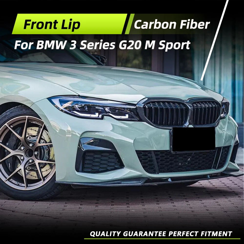 Auto-Frontlippe für BMW 3er G20 M Sport Limousine 2019–2022, 320i 330i M340i M Tech, Kohlefaser-Frontstoßstangenlippe, Kinnspoiler