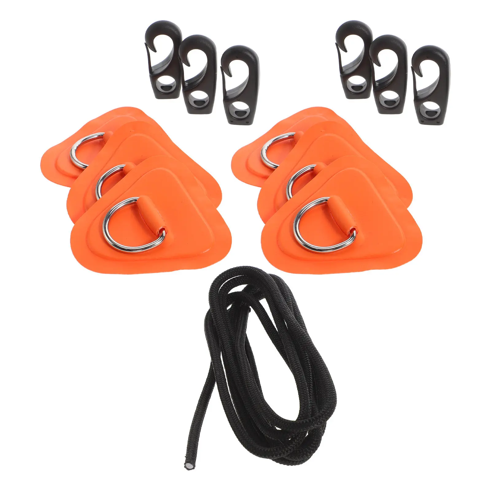 6Pcs Triangle PVC D Patch Deck Rigging Kit Elastic Rope Bungee Hooks Handle for Sup Inflatable Boat Kayak Canoe Deck