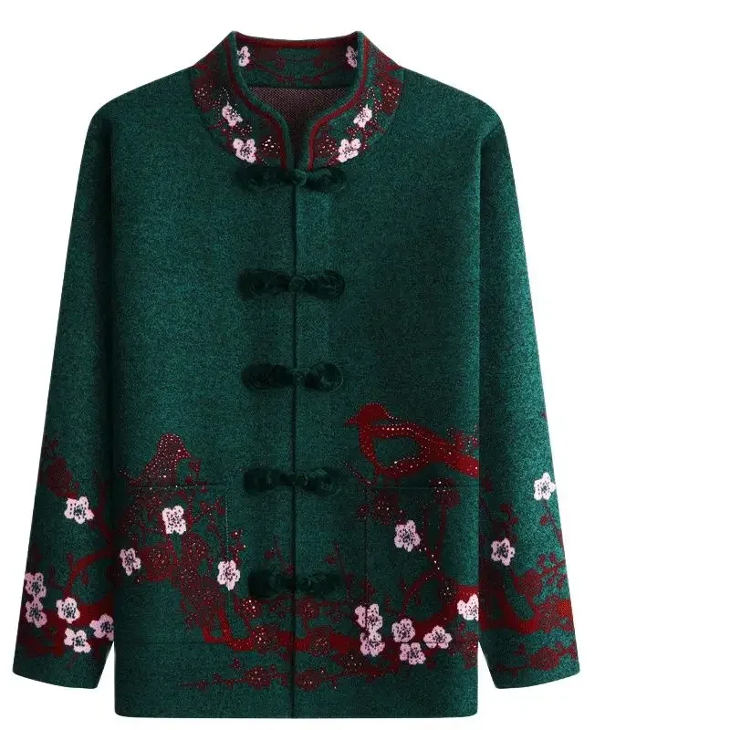 

Женский вязаный кардиган среднего возраста, свитер, пальто, однобортное повседневное шикарное теплое осеннее пальто, свободная шерстяная верхняя одежда