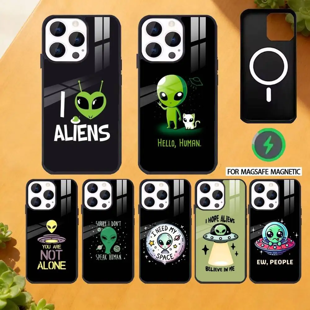 

Space UFO Alien Thing Funny Phone Case For iPhone 17,16,15,14,13,12,Plus,Pro,Max for Magsafe Magnetic Wireless Charging
