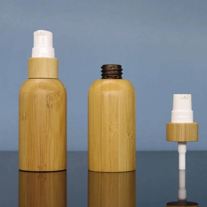 Bouteille de Lotion en bambou de 10 à 100ml, Type presse, emballage rechargeable, maquillage, cosmétiques pour crème, Gel, hydratant, récipient liquide