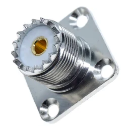 1pcs SO239 SO-239 UHF Female Socket Panel Mount Chassis Bulkhead Connector SL16 UHF Female 4holes Flange Coax RF Copper Brass
