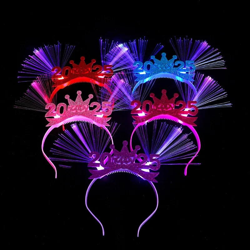 Luminous Headband Glow in the Dark Fluorescent Light Up Hair Bands for 2025 New Year Party Supplies Decoration Hair Accessories