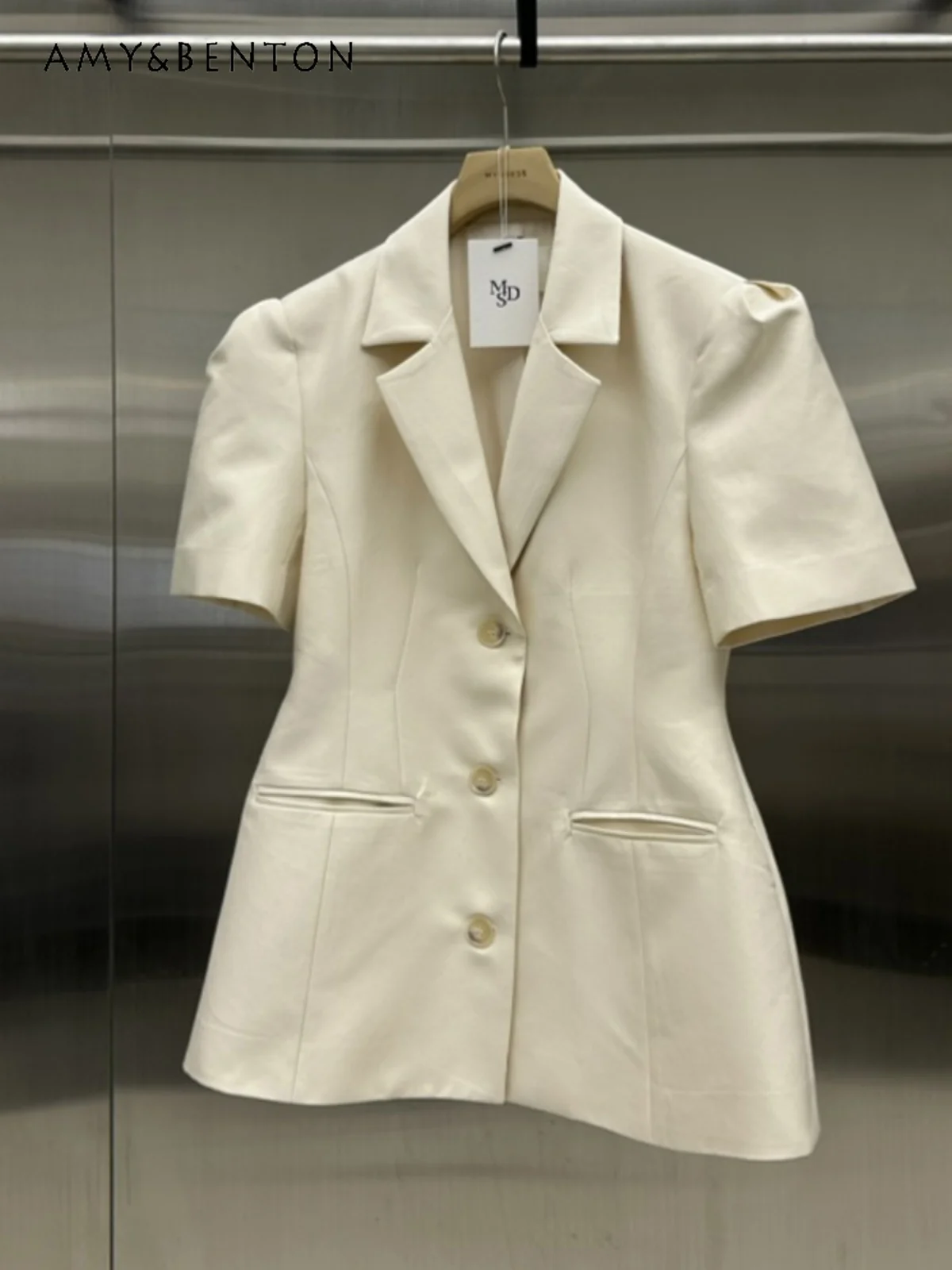 2024 Summer New Korean Slimming Short Sleeve Suit Coat Women Fashionable Temperamental All-Match Thin Single-Breasted Jackets
