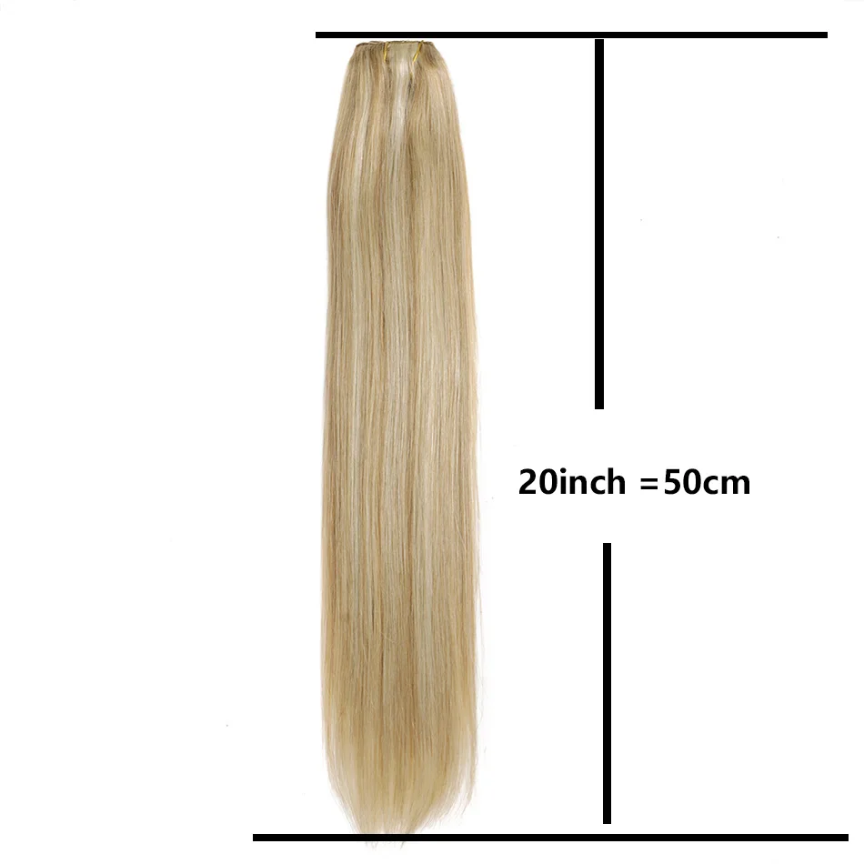 Bhf clipe em extensões de cabelo humano europeu em linha reta dupla trama peruca natural clipe na cabeça cheia 70g extensões de cabelo