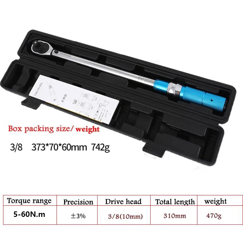 3/8Inch 5-60N.m Square Drive Torque Wrench Torques Key ±3% High Precision Torque Wrench kit Professional Bicycle Automotive Tool