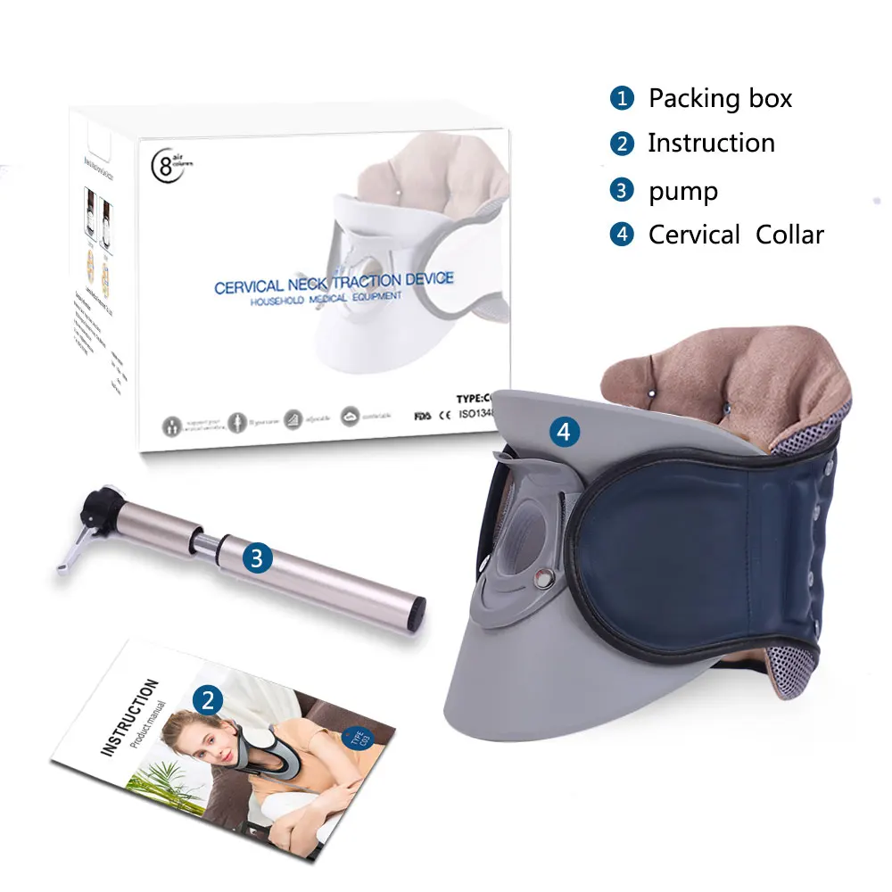 Leamai Factory Customizable Blue Adjustable Size Neck Cervical Traction Device Massager with 1 Year Warranty Relieve Neck Pain