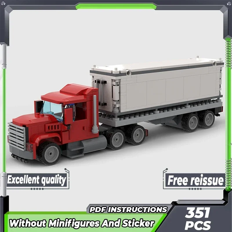 

City Car Model Moc Building Bricks Cargo Container Truck With Trailer Technology Blocks Gifts Christmas Toys DIY Sets Assembly